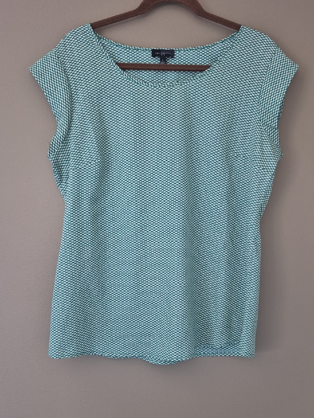 THE LIMITED | Green and White Cap Sleeve Blouse